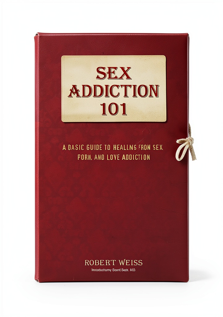 Installing Sex Addiction 101 Recovery Guide by Health Communications on a wooden desk