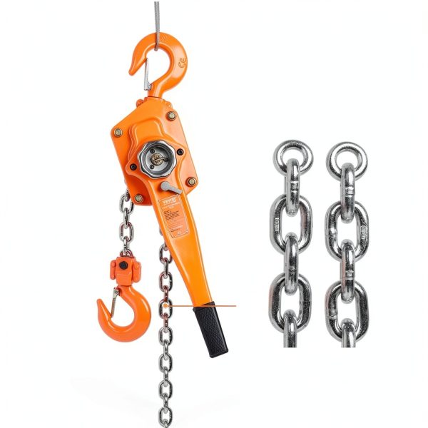 Manual Lever Chain Hoist VEVOR 6600lb 3 Ton 20ft G80 Galvanized Orange-3
