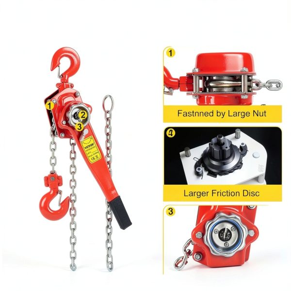 Happybuy Lever Chain Hoist 1.5 Ton 10ft Galvanized Puller-4