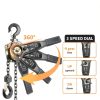 Manual Lever Chain Hoist 2 Ton 4400 lbs Capacity 10 FT Come Along, G80 Galvanized Carbon Steel with Double-Pawl Brake,360° Rotation Hook, for Garage Factory Dock (2T/3m)-4
