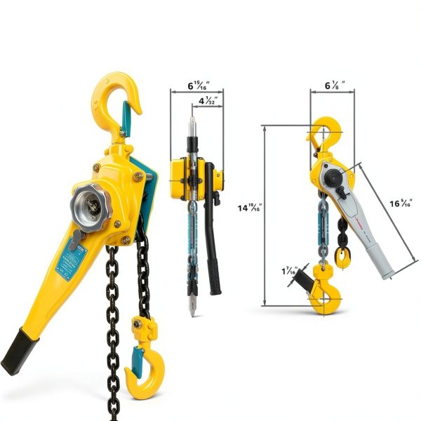 3300LBs 20 FT Lever Chain Hoist - 1-1/2 Ton Manual Ratchet Block Chain Puller, Alloy Steel G80 Chain Come Along Tool with Auto Chain Leading & 360°Rotation Hook for Garage Factory Dock-1