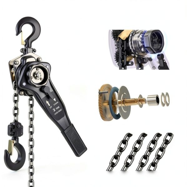 Manual Lever Chain Hoist 2 Ton 4400 lbs Capacity 10 FT Come Along, G80 Galvanized Carbon Steel with Double-Pawl Brake,360° Rotation Hook, for Garage Factory Dock (2T/3m)-1