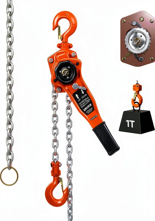 VEVOR Manual Lever Chain Hoist 1T 2200lb 10ft Orange Heavy Duty-0